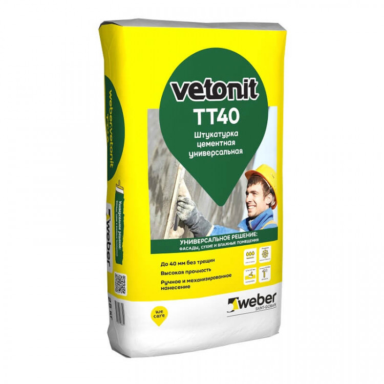 Штукатурка цементная универсальная vetonit TT40 25 кг