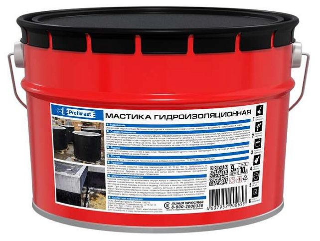 Мастика PROFIMAST гидроизоляционная (10л/9кг/металл)